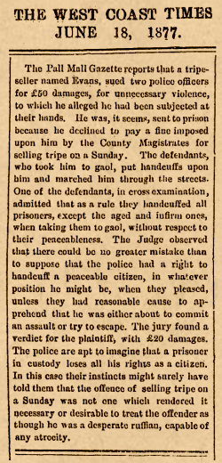 The West Coast Times, 18 giugno 1877